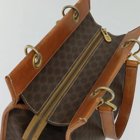 CELINE Macadam Canvas Hand Bag PVC Leather Brown Gold Auth 122440 - Picture 7 of 16